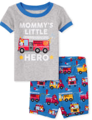 Baby And Toddler Boys Fire Truck Snug Fit Cotton Pajamas