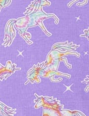 Baby And Toddler Girls Glow Unicorn Tie Dye Snug Fit Cotton Pajamas 2-Pack