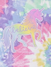 Baby And Toddler Girls Glow Unicorn Tie Dye Snug Fit Cotton Pajamas 2-Pack