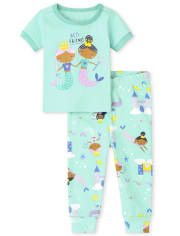 Baby And Toddler Girls Mermaid Snug Fit Cotton Pajamas
