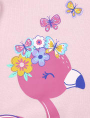 Pyjama en coton ajusté flamant rose pour bébé et toute-petite fille