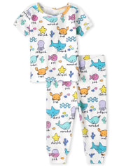 Baby And Toddler Girls Sea Creature Snug Fit Cotton Pajamas