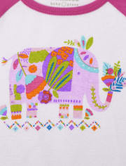 Baby And Toddler Girls Elephant Snug Fit Cotton Pajamas 2-Pack