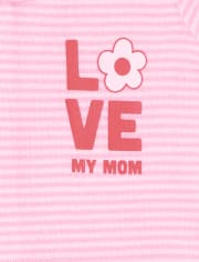 Paquete de 2 pijamas de una pieza de algodón con ajuste ceñido a rayas florales para bebés y niñas pequeñas