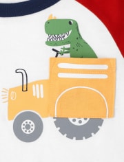 Paquete de 4 tops de tractor Dino para niños pequeños