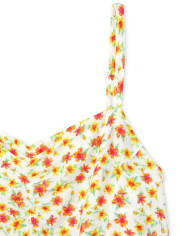 Niñas Mameluco sin mangas con volante floral