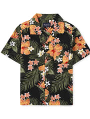 Boys Tropical Poplin Button Down Shirt