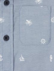 Camisa con botones de popelina náutica para bebés y niños pequeños