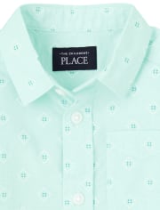 Baby And Toddler Boys Print Poplin Button Up Shirt