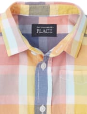 Baby And Toddler Boys Plaid Poplin Button Up Shirt