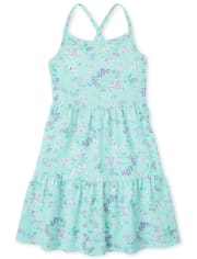 Girls Print Tiered Dress