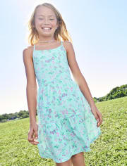 Girls Print Tiered Dress