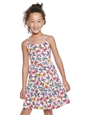 Girls Print Tiered Dress