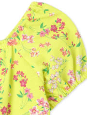 Girls Floral Keyhole Top