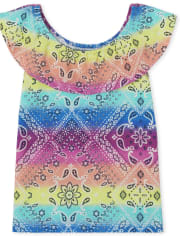 Girls Print Ruffle Top