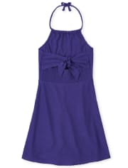 Girls Tie Back Halter Dress