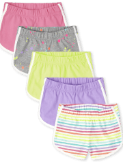 Girls Print Dolphin Shorts 5-Pack