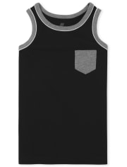 Boys Piped Pocket Tank Top