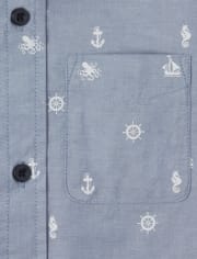 Camisa de botones de popelina náutica para niños