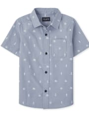 Camisa de botones de popelina náutica para niños