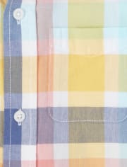 Boys Plaid Poplin Button Up Shirt