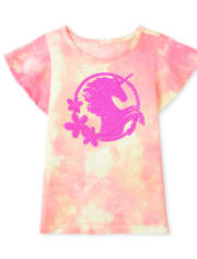 Girls Graphic Flutter Top