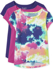 Girls Tie Dye High Low Top 3-Pack