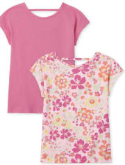 Girls Floral Cut Out Top 2-Pack