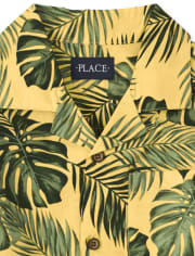 Camisa de popelina con botones de hojas tropicales de papá y yo para niños