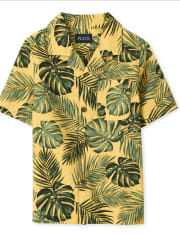 Camisa de popelina con botones de hojas tropicales de papá y yo para niños