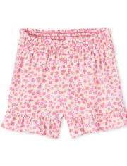 Shorts con volantes florales para niñas
