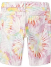 Girls Rainbow Tie Dye Twill Skimmer Shorts
