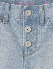 Girls Button Front Denim Shorts