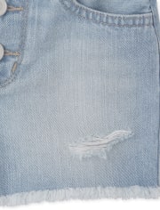 Girls Button Front Denim Shorts