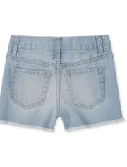 Girls Button Front Denim Shorts