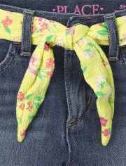Girls Belted Denim Shortie Shorts