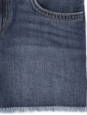 Girls Belted Denim Shortie Shorts