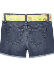 The Children's Place Girls' Belted Denim Shorts 
