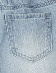 Girls Denim Paper Bag Waist Shorts