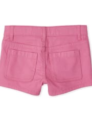 Girls Button Front Twill Patch Pocket Shorts