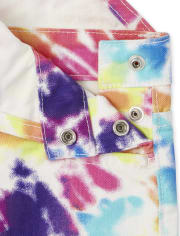 Short en sergé tie-dye arc-en-ciel pour fille