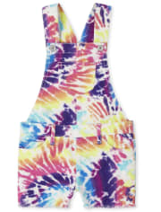 Short en sergé tie-dye arc-en-ciel pour fille