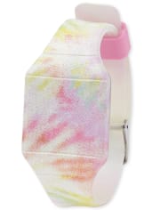 Reloj digital con efecto tie dye arcoíris para niñas