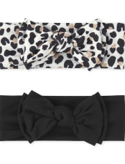 Baby Girls Leopard Bow Headwrap 2-Pack