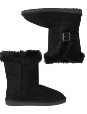 Girls Buckle Faux Suede Boots 2-Pack