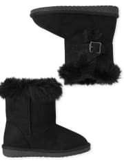 Toddler Girls Buckle Faux Suede Boots 2-Pack