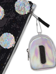 Girls Holographic Initial Backpack Pouch