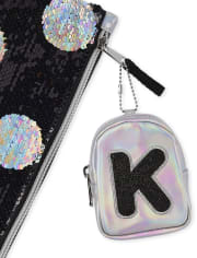 Girls Holographic Initial Backpack Pouch