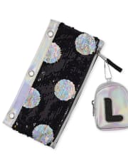 Girls Holographic Initial Backpack Pouch