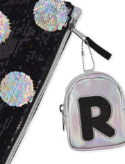 Girls Holographic Initial Backpack Pouch